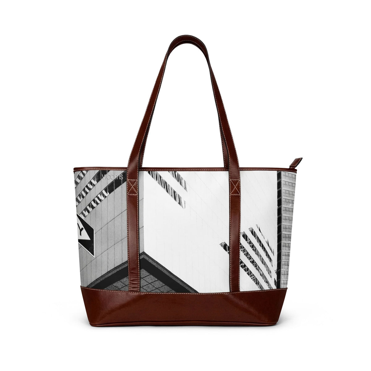 Monochrome Cityscape Tote Handbag