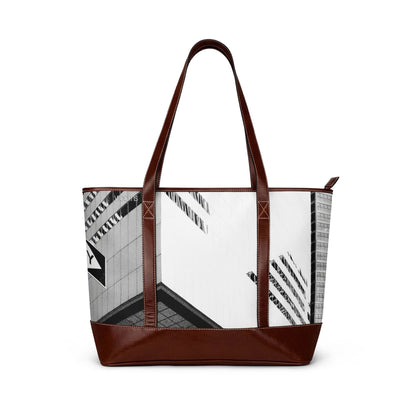 Monochrome Cityscape Tote Handbag