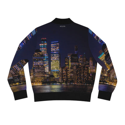 Women's Bomber Jacket - Manhattan Skyline Nocturne