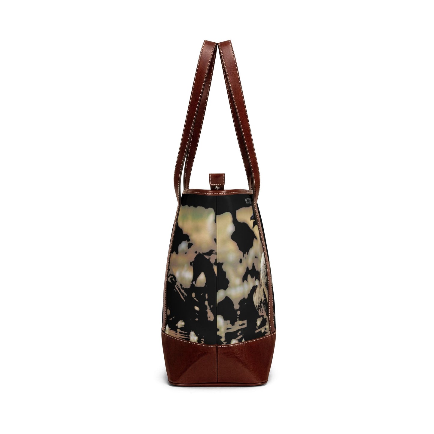 Vintage Noir Floral Tote Bag — Chic Leather-Trimmed Everyday Handbag