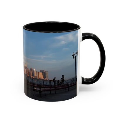 Two Tone Ceramic 11oz. Mug, Printed with a High-Res Image of  New  York City View.