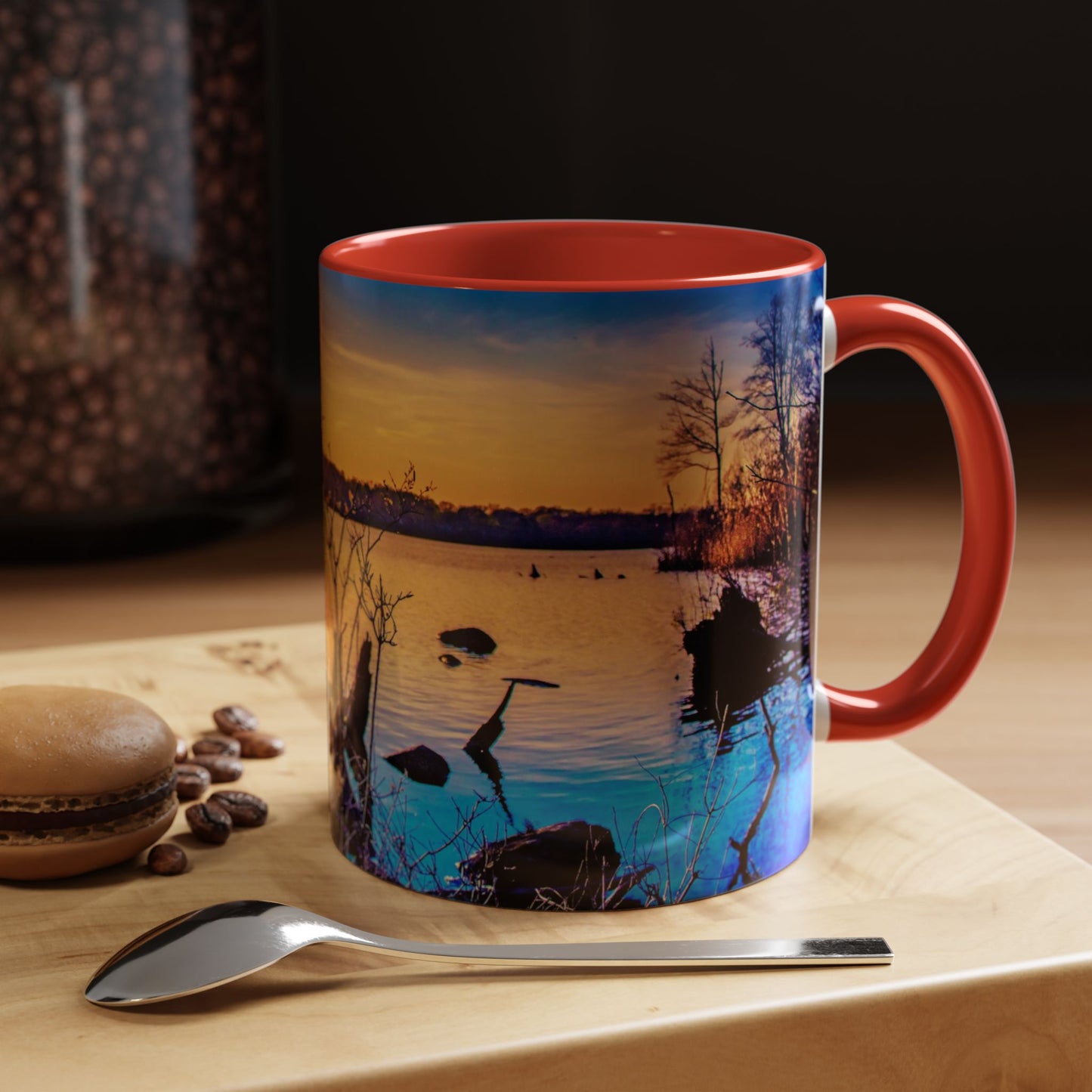 Two Tones, 11oz Accent, Ceramic Coffe Mug with Elegant High-Res, Full Color Natural Landscape Image.