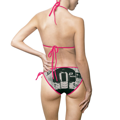 Women's Bikini Swimsuit — Black & White Path Train Station