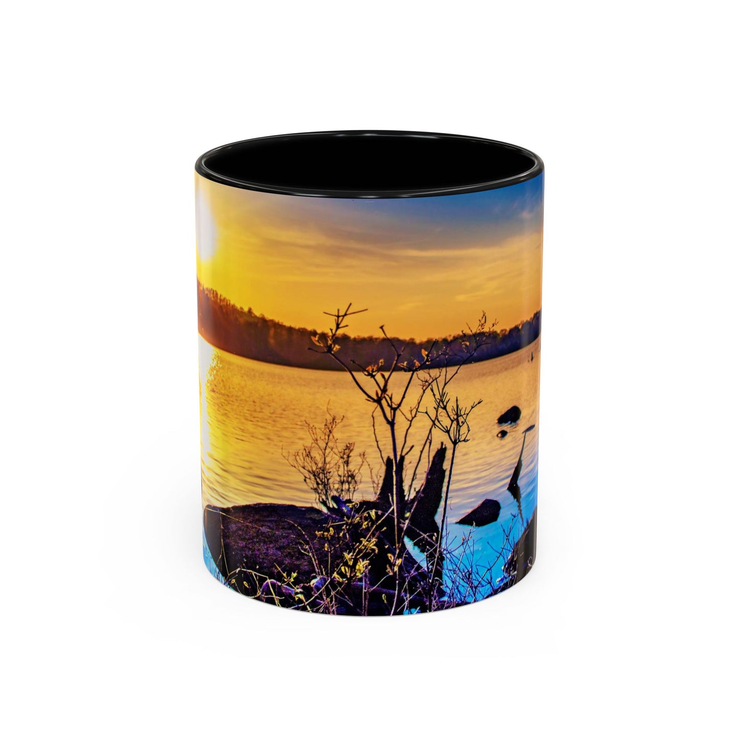 Two Tones, 11oz Accent, Ceramic Coffe Mug with Elegant High-Res, Full Color Natural Landscape Image.