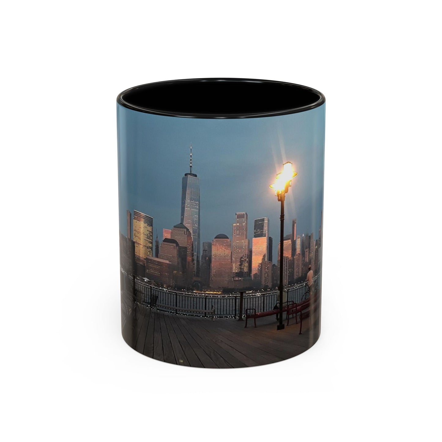 Two Tone 11 oz. Ceramic Mug, Printed with a High-Res Image of  New  York City View.