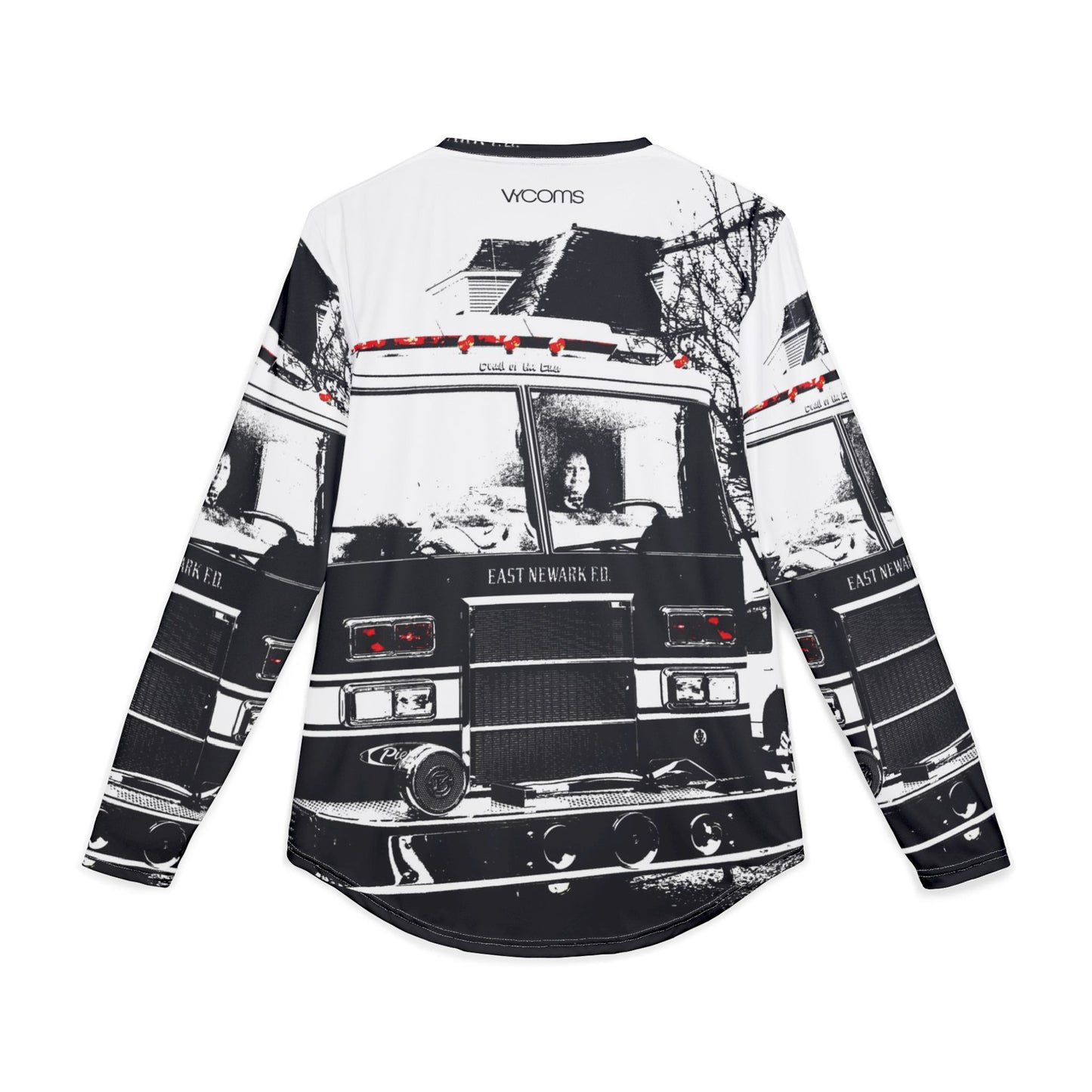 Fire Truck Black & White Long Sleeve Shirt — Men's UV Protection