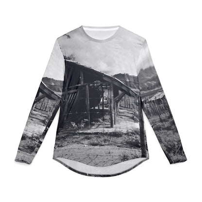 Men's Vintage Ranch UV Protection Long-Sleeve Shirt — Black & White Scenic