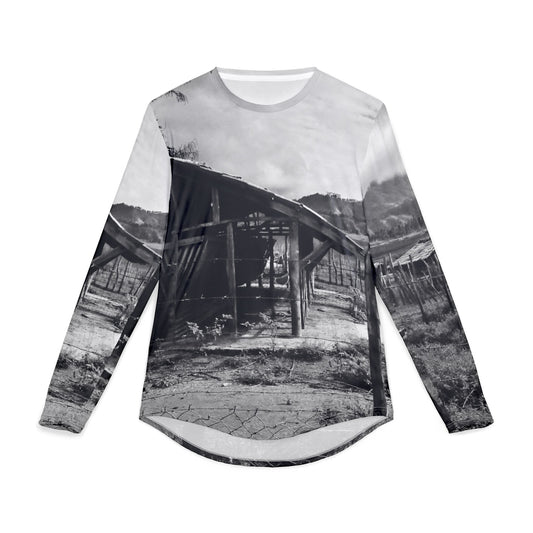 Men's Vintage Ranch UV Protection Long-Sleeve Shirt — Black & White Scenic