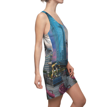 J Owen Grundy Park Skyline Racerback Dress — City Park to Glass Skyscraper Print