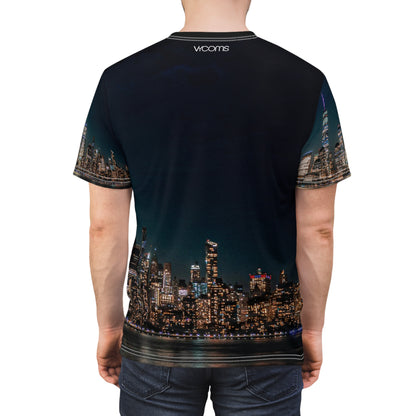 NYC Lower West Side Skyline Night Tee — Hudson River Photo Print