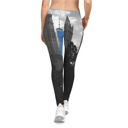 New York Skyline Leggings — Blue One World Trade Center Accent