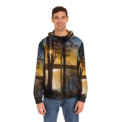 Sunset Lake Trees Full‑Zip Hoodie