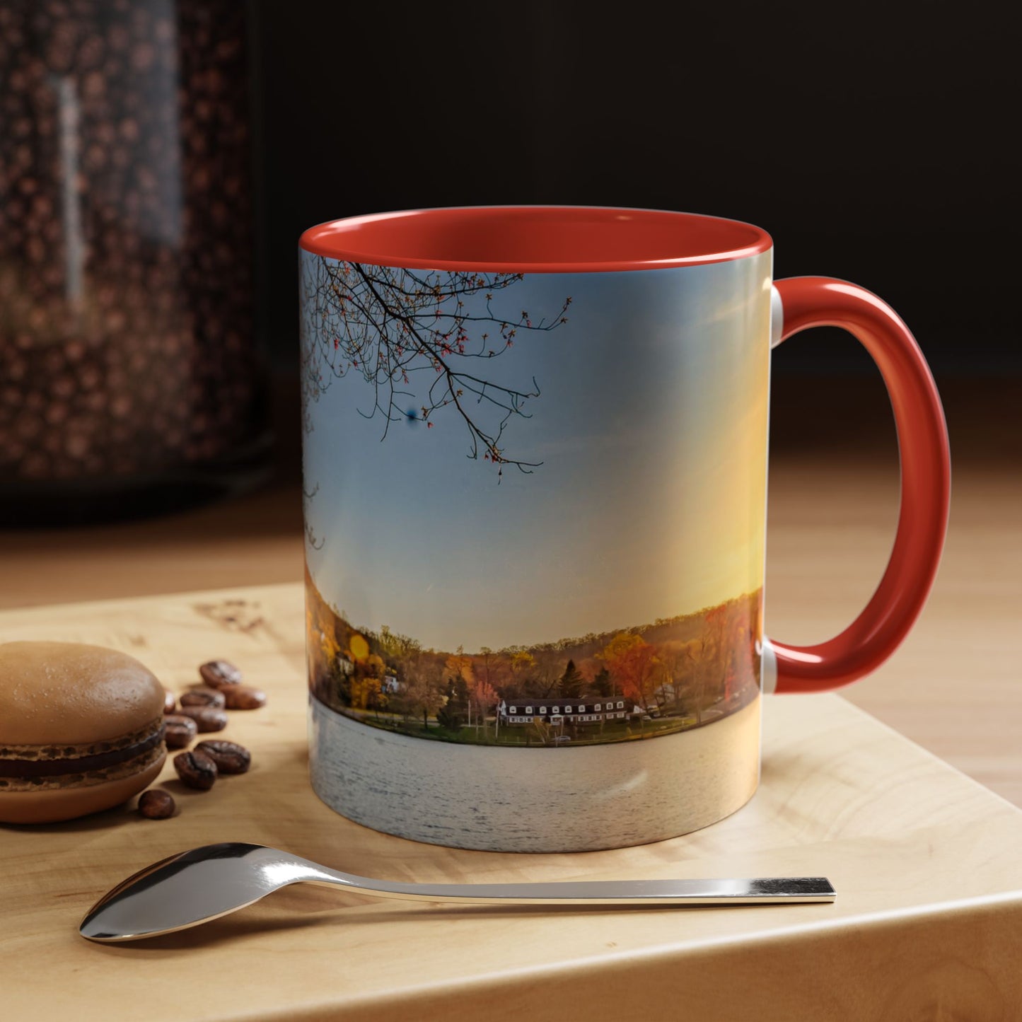 Two Tones, 11oz Accent, Ceramic Coffe Mug with Elegant High-Res, Full Color Natural Landscape Image.