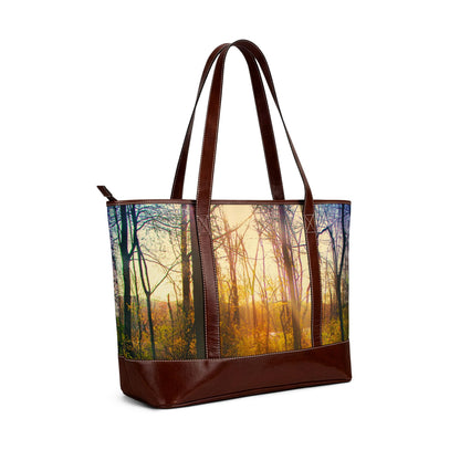 Sunrise Forest Tote Handbag – Nature Photography Canvas Tote
