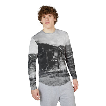 Men's Vintage Ranch UV Protection Long-Sleeve Shirt — Black & White Scenic