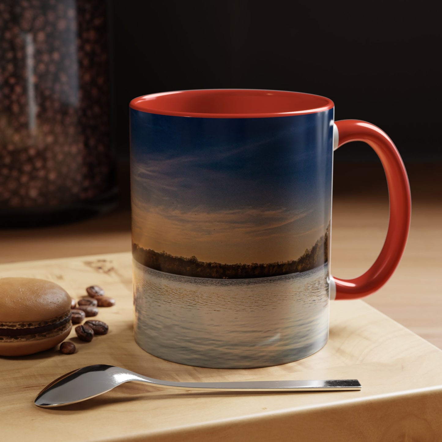 Two Tones, 11oz Accent, Ceramic Coffe Mug with Elegant High-Res, Full Color Natural Landscape Image.