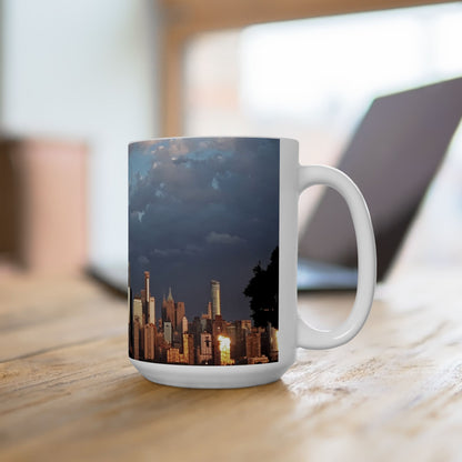Elegant 15oz Ceramic Coffee Mug printed with a beautiful image of the New York Skyline.
