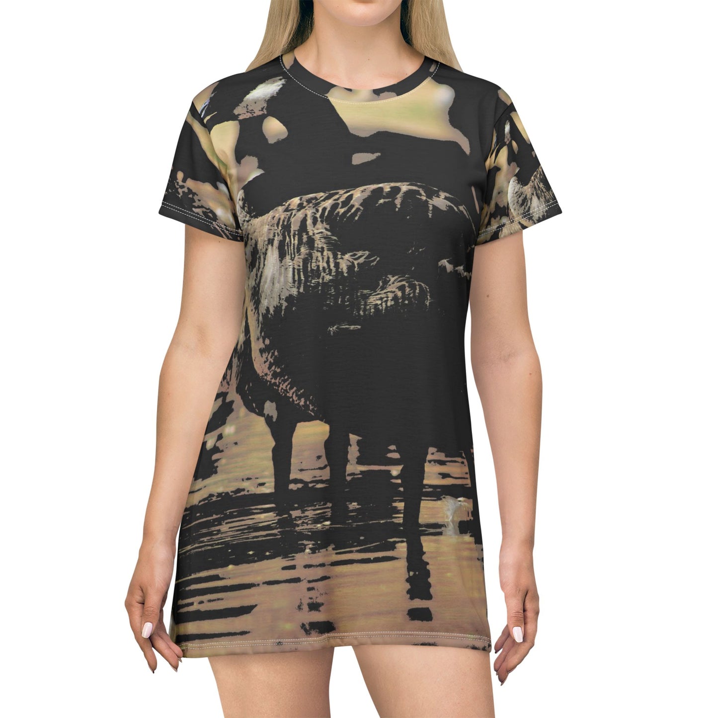 Lakeside Duck Dress – High-Contrast Serenity Edition