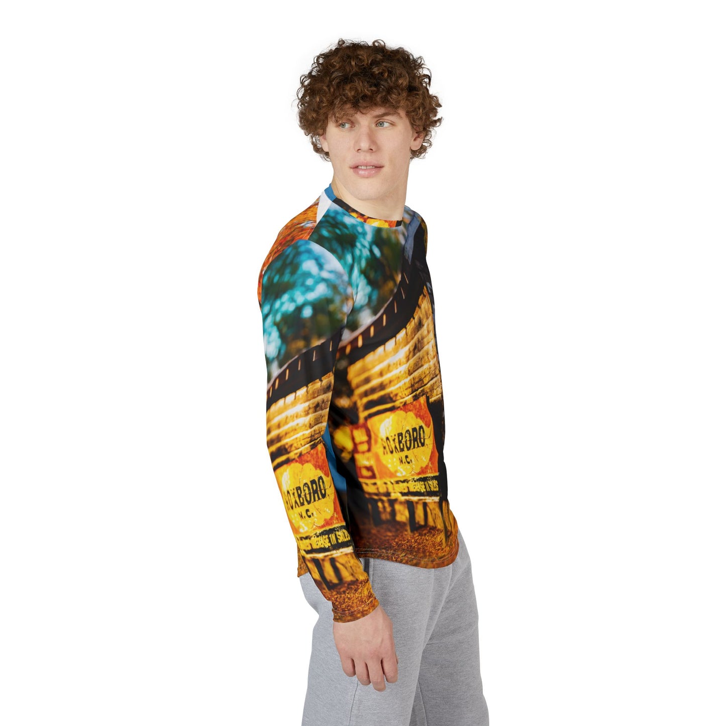 Rustic Autumn Cabin Long Sleeve Shirt — Men's UV Protection AOP