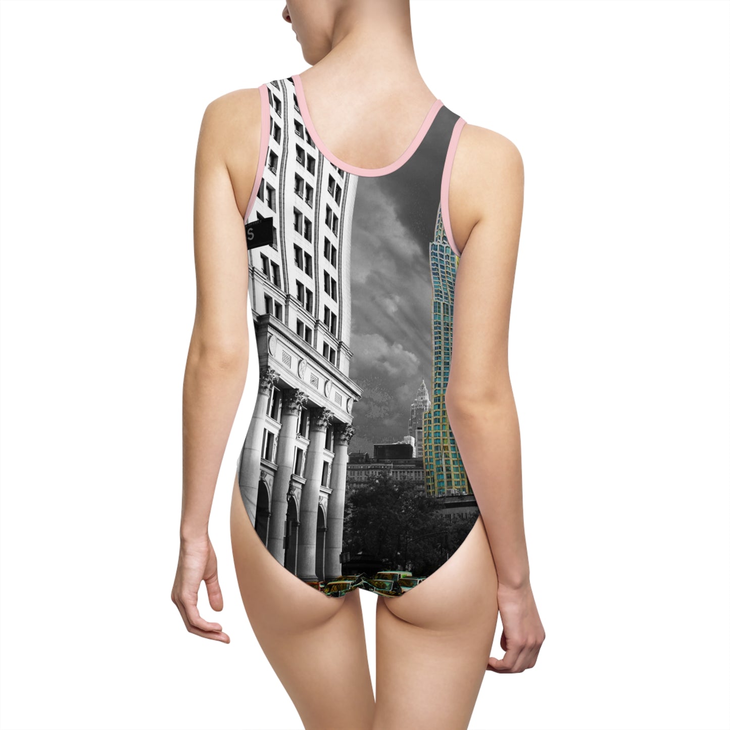 Manhattan Gotham Perspective – Monochromatic Skyline Swimsuit
