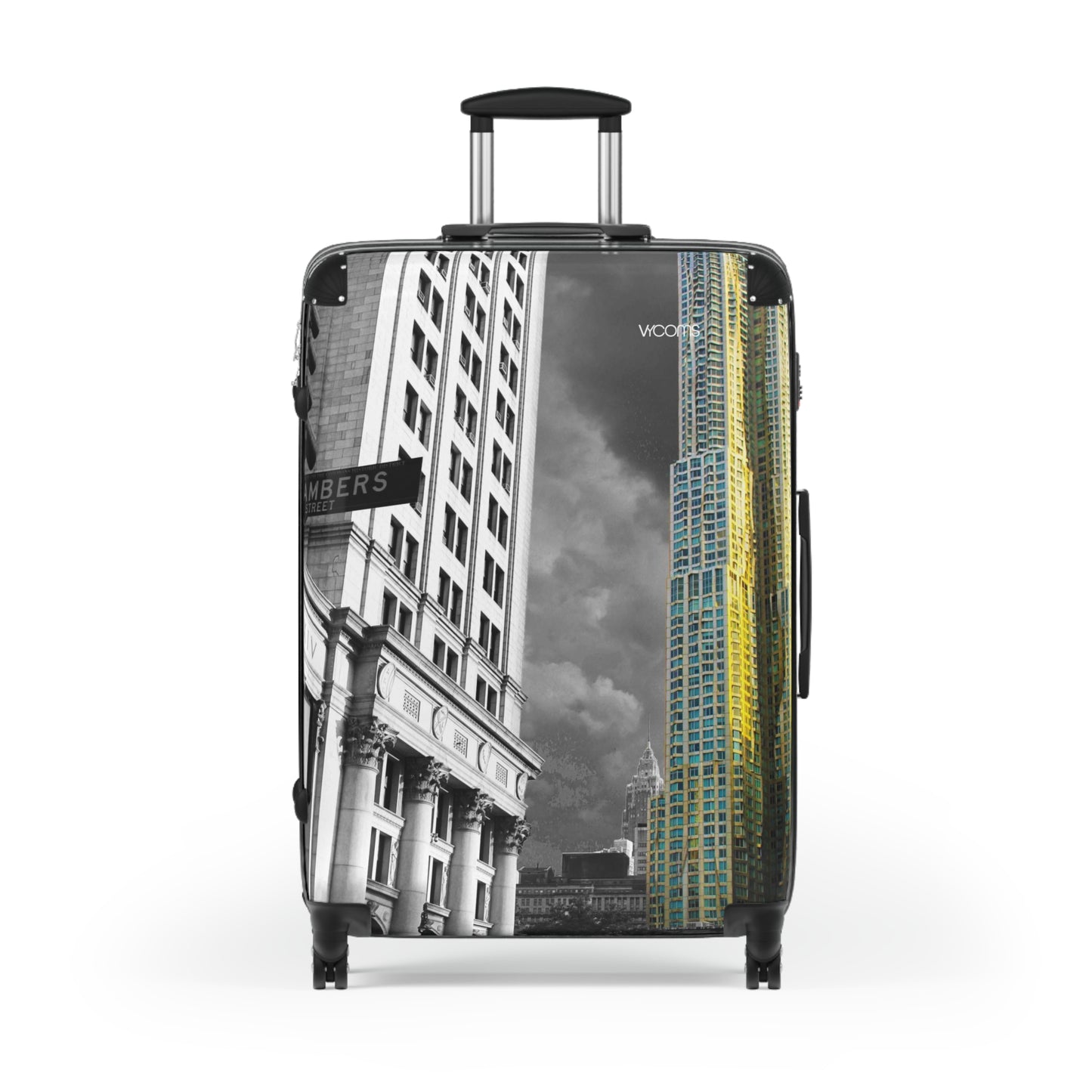 Cityscape Carry-On Suitcase — Black & Yellow Urban Travel Luggage