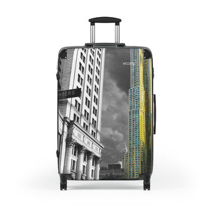 Cityscape Carry-On Suitcase — Black & Yellow Urban Travel Luggage