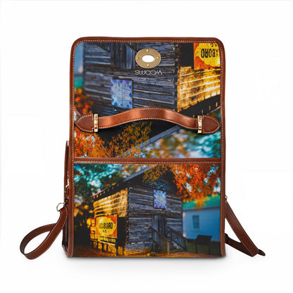 Rustic Cabin Autumn Waterproof Canvas Bag —