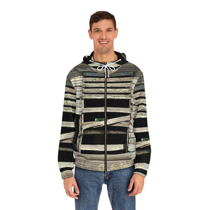 Rustic Weathered Wood Window Full-Zip Hoodie