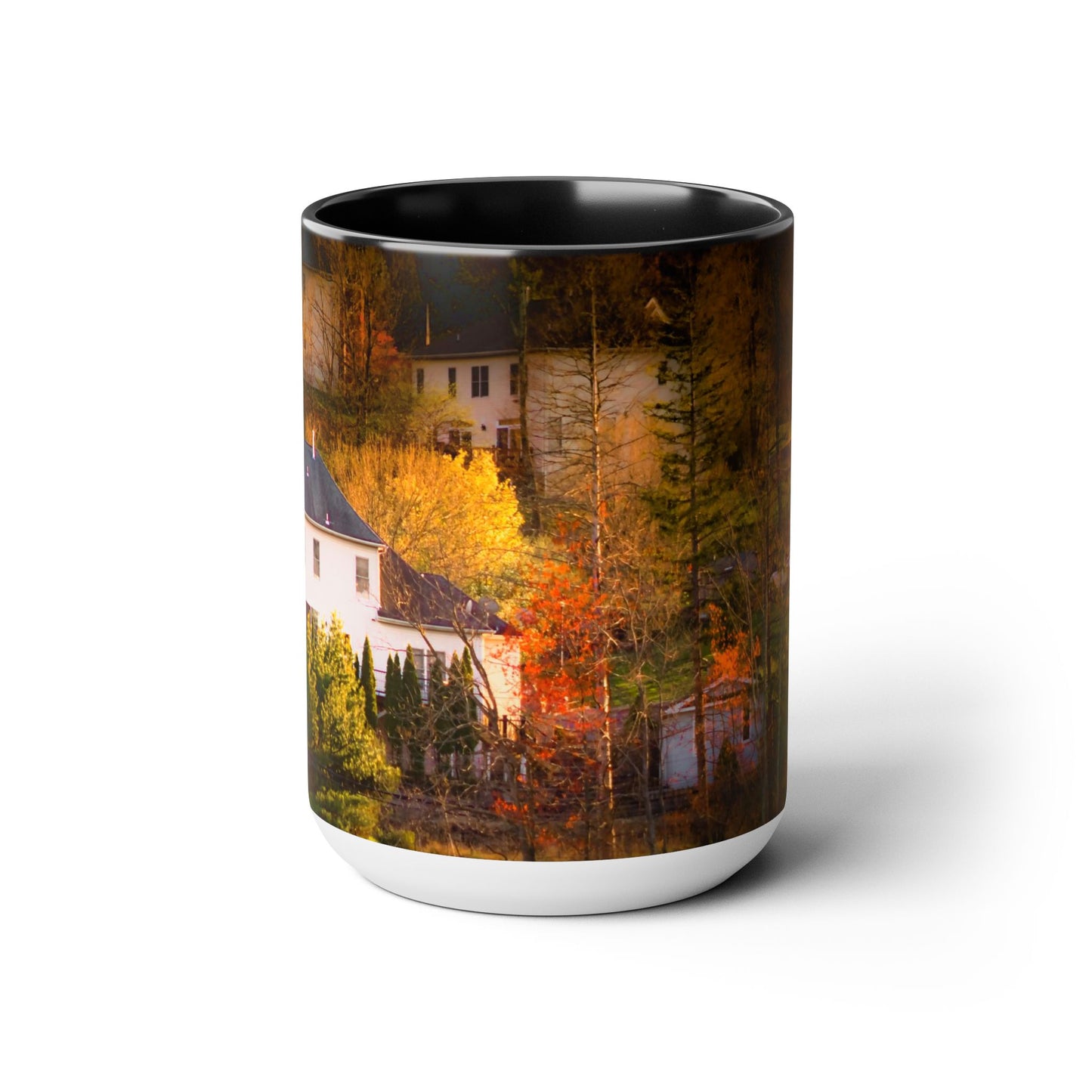 Two Tones, 15oz Ceramic Coffe Mug with Elegant High-Res, Full Color Natural Landscape Image.