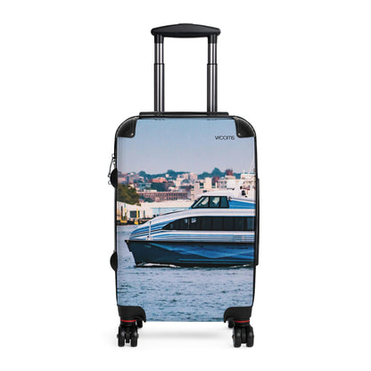Harbor Boat Photo Carry-On Suitcase — Coastal Seaside Travel Luggage
