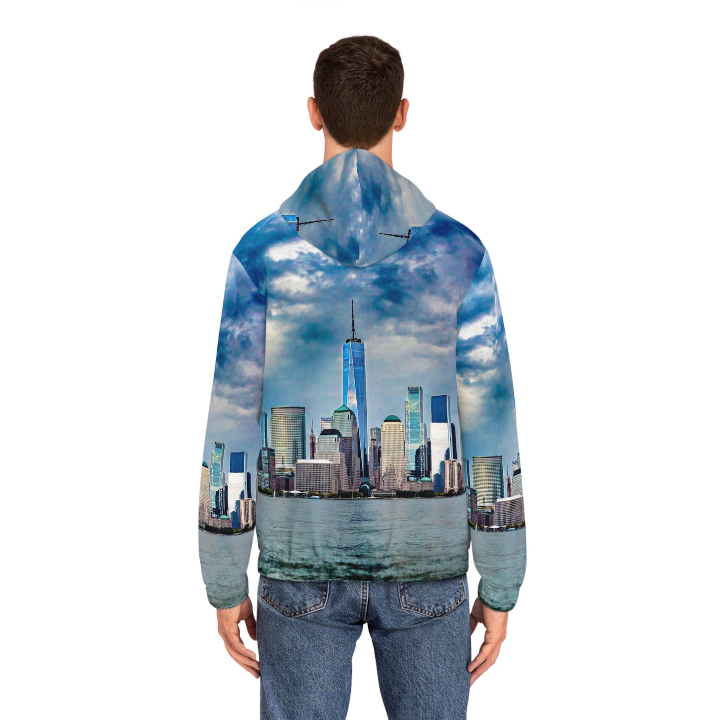 City Skyline Full‑Zip Hoodie — Waterfront Skyline Print Jacket