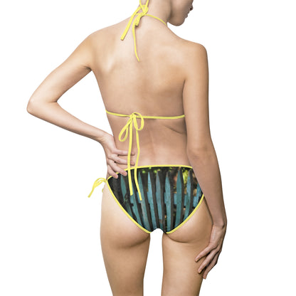 Blue Wooden Fence Women's Bikini Swimsuit — Coastal Summer Swimwear