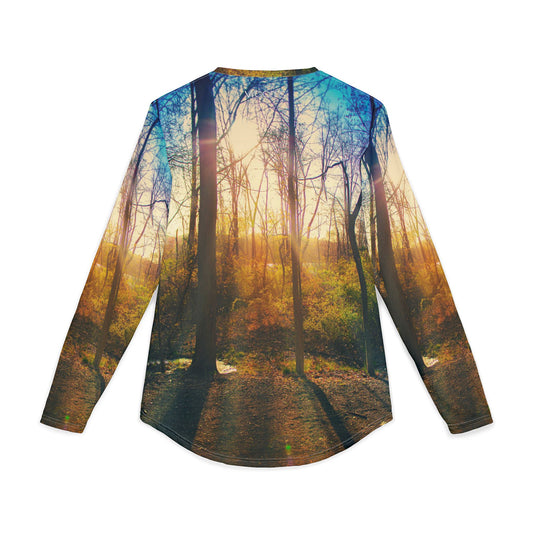 Sunlit Forest Long Sleeve Shirt — Men's UV Protection Nature AOP