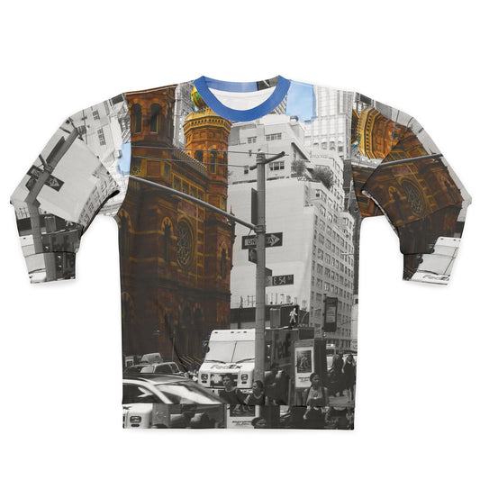 New York Vintage Cityscape Sweatshirt — Urban Street Scene