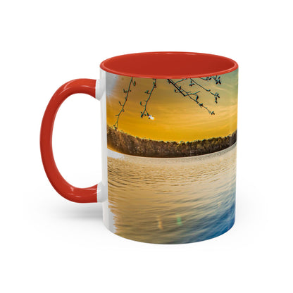 Two Tones, 11oz Ceramic Coffe Mug with Elegant High-Res, Full Color Natural Landscape Image.