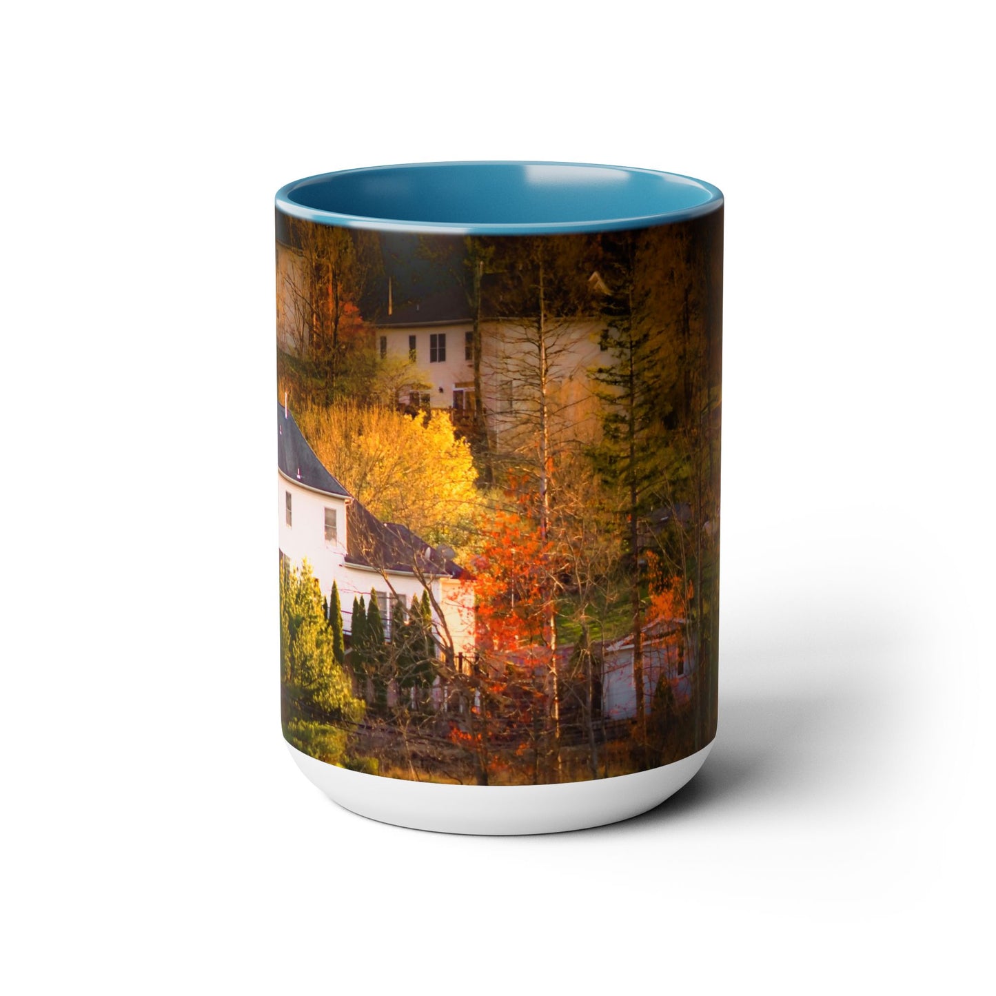 Two Tones, 15oz Ceramic Coffe Mug with Elegant High-Res, Full Color Natural Landscape Image.