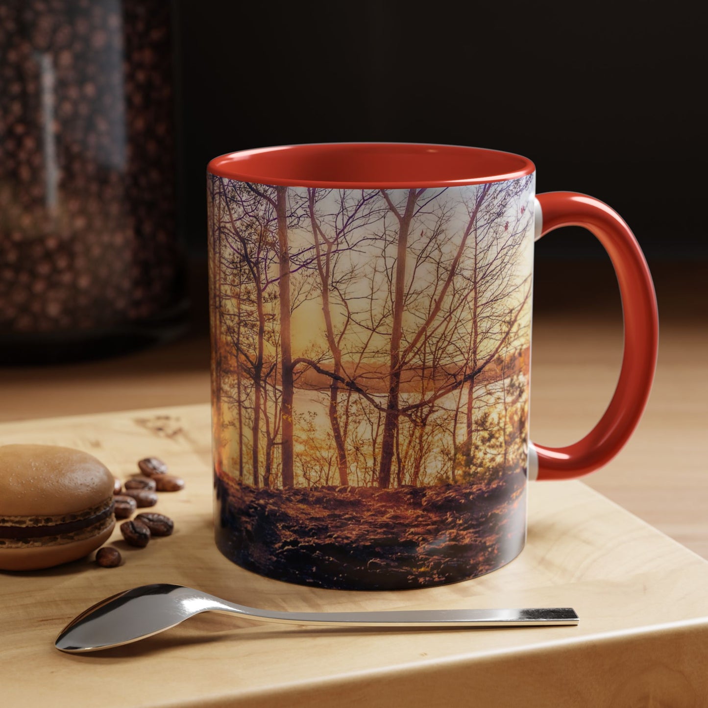 Two Tones, 11oz Ceramic Coffe Mug with Elegant High-Res, Full Color Natural Landscape Image.