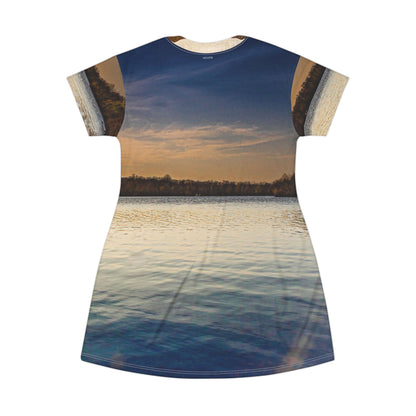 Sunset Lake Dress — Tranquil Golden Water View