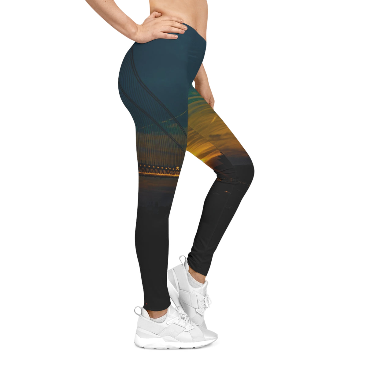 Leggings de atardecer en el puente Verrazano — Escena de hora dorada