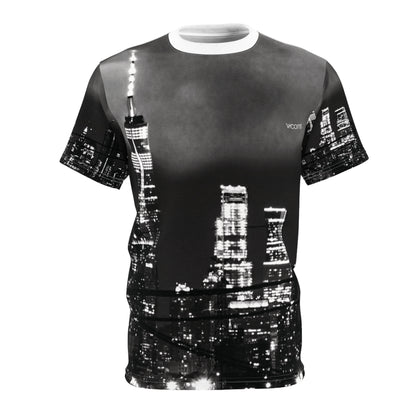 City Nightscape Tee — Black & White Skyline