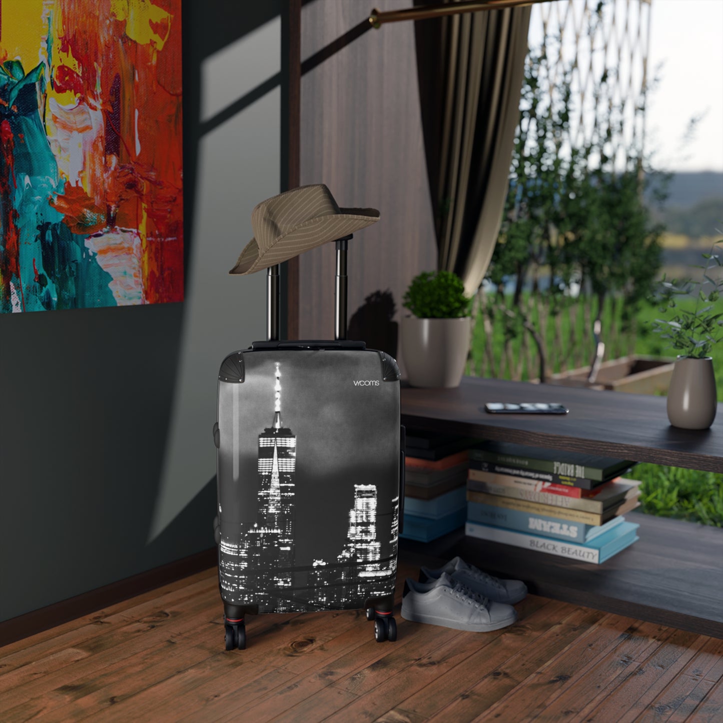 City Skyline Carry-On Suitcase — Black & White New York Travel Luggage