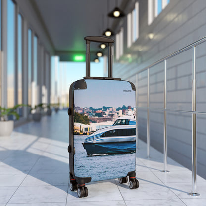 Harbor Boat Photo Carry-On Suitcase — Coastal Seaside Travel Luggage
