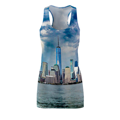 New York Skyline Racerback Dress — Waterfront Cityscape