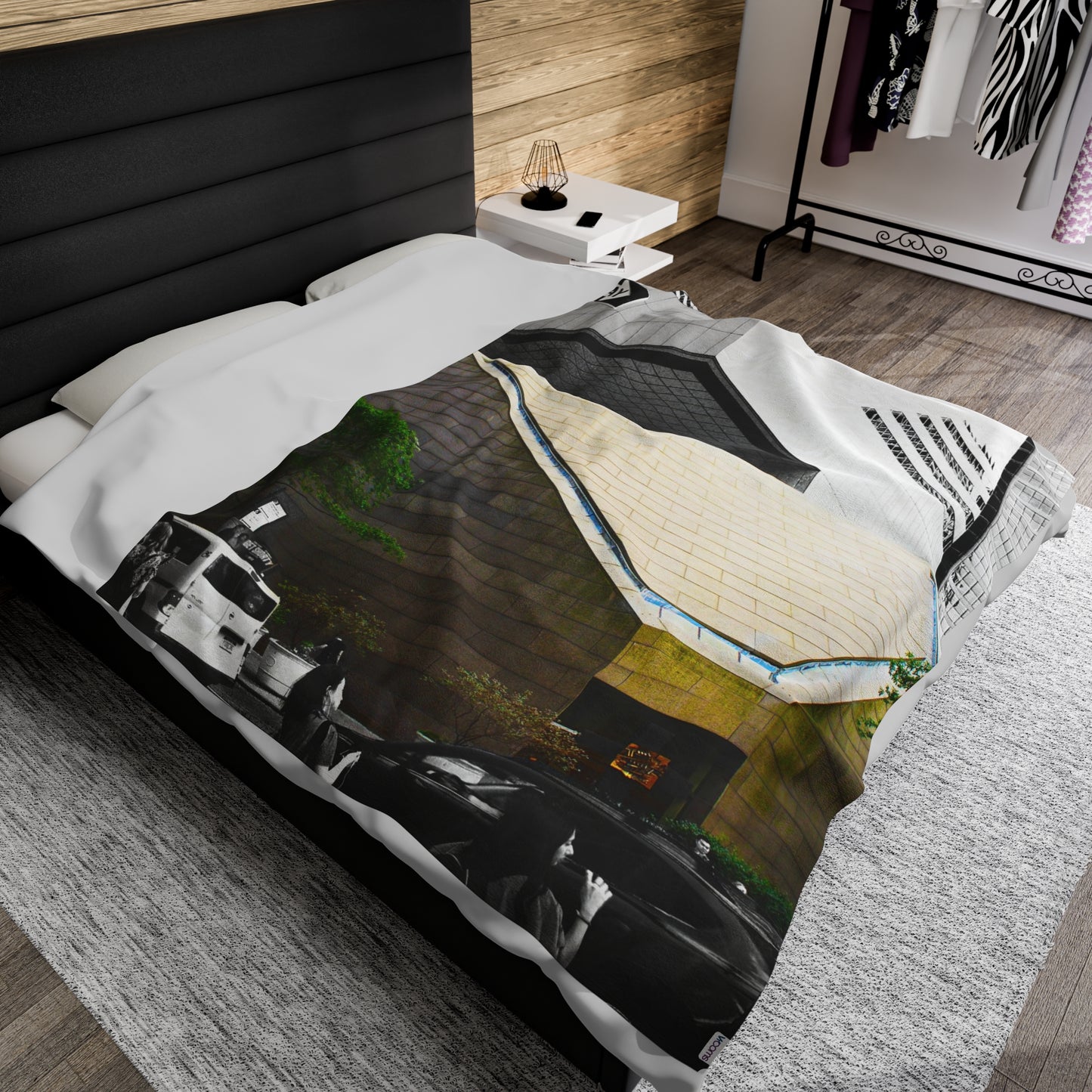 Velveteen Plush Blanket with beautiful car image.