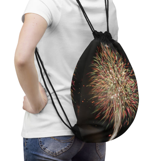 Drawstring Bag with Beautifull Exclusive High-Res, Full Color Firework Image.