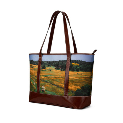Autumn Meadow Tote Bag — Scenic Field Landscape Handbag
