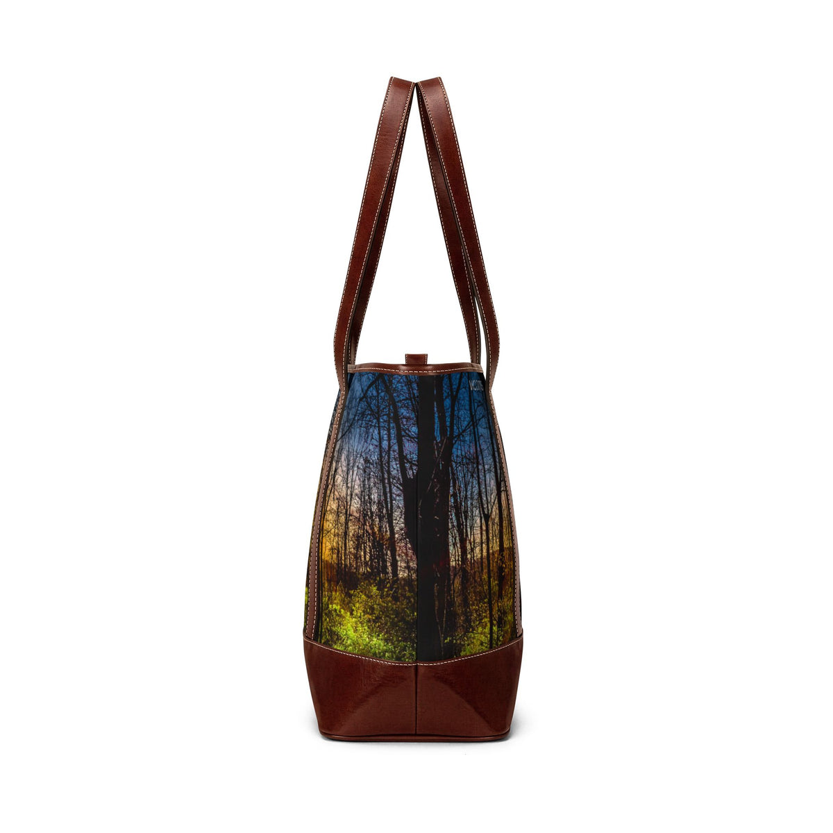 Sunlit Forest Handbag – Scenic Nature Tote Bag with Sunrise Trees Print