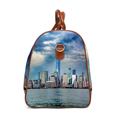 Waterproof Travel Bag — Skyline Print Duffel with NYC Cityscape