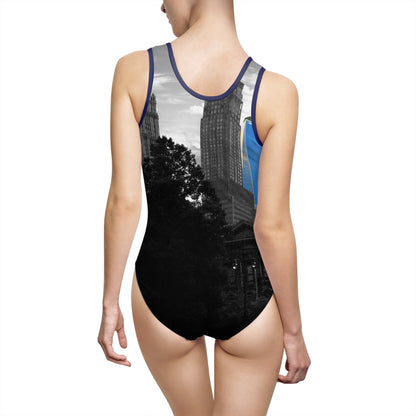 Manhattan Echo Swimsuit – Monochromatic Cityscape Edition