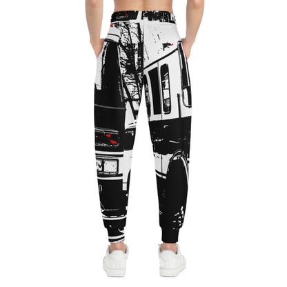 Fire Truck Joggers — Retro Black & White Streetwear